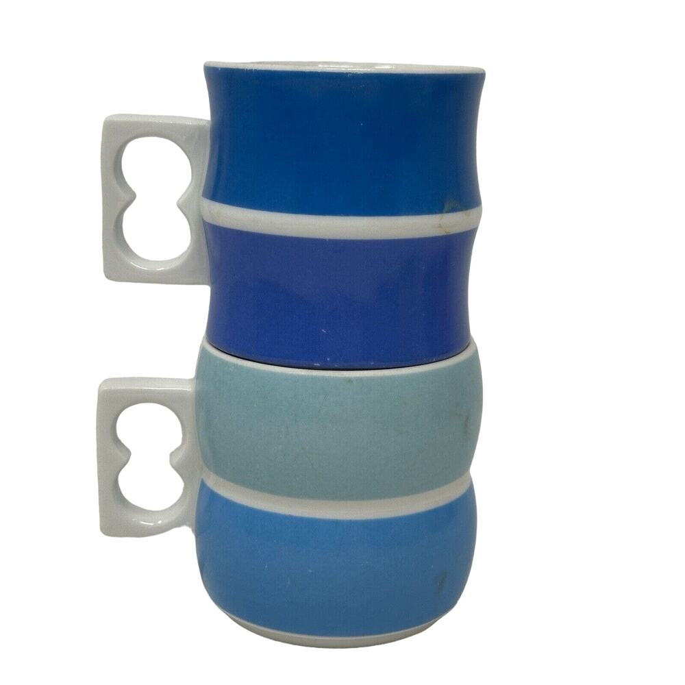 Color Block Chromatics Drink Mug - BLUE GREEN stackable - Picture 3 of 6